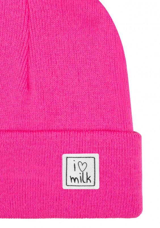 Winter neon pink kids beanie