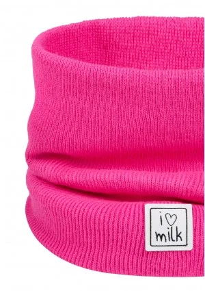 Kids neon pink knitted snood