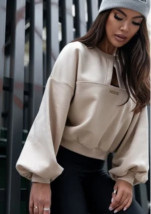 Delsy - Bluza z wycięciem Sand Beige