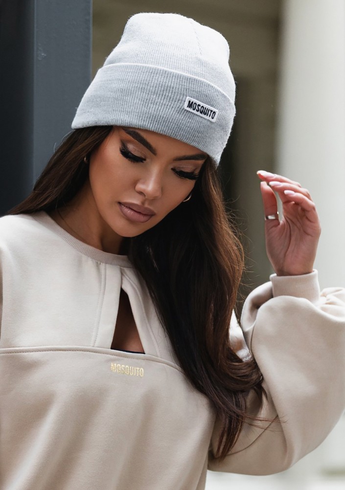 Buff - Melange grey knitted beanie