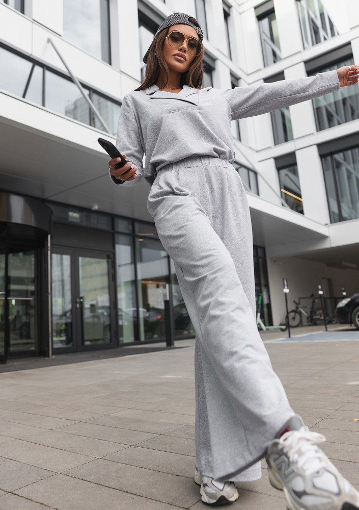 Onix - Melange grey collared sweatshirt