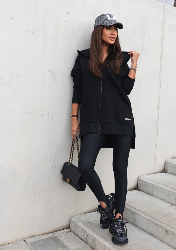 Heet - Long black zipped hoodie