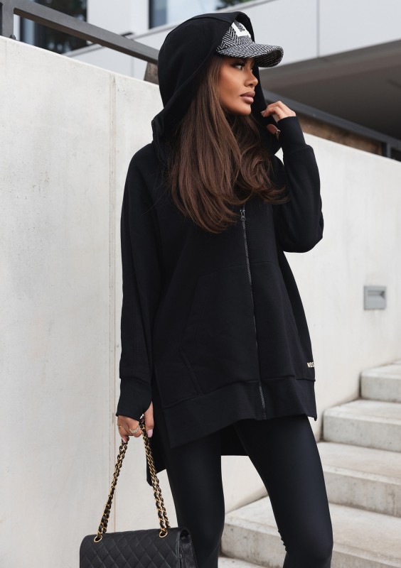 Heet - Long black zipped hoodie