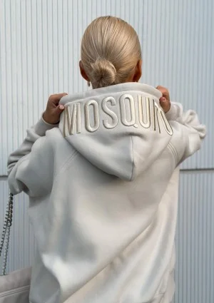 Mesh - Bluza kangurka oversize z dzianiny soft Coconut