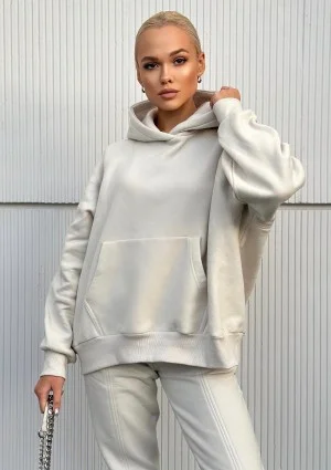 Mesh - Bluza kangurka oversize z dzianiny soft Coconut