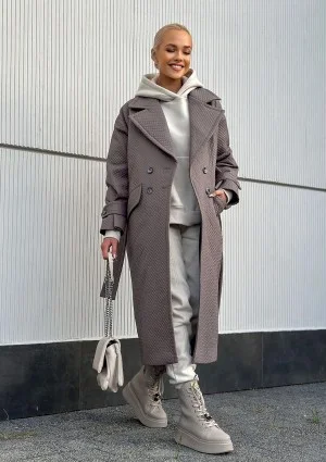 Jaske - Taupe quilted knitted coat