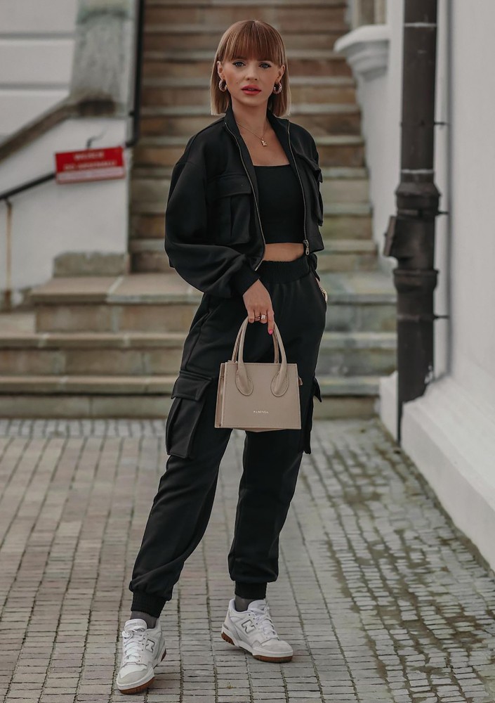 Loxy - Black cargo full zip sweatshirt