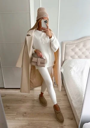 Salve - Creamy white chevron coat
