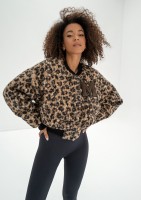 - Leopard spots printed boucle jacket with a "M" logo