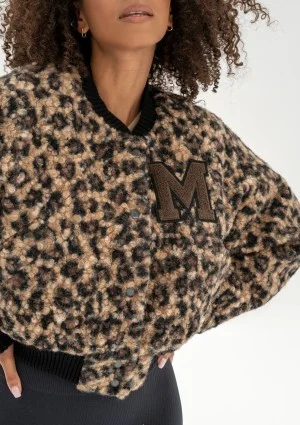 Blaze - Leopard spots printed boucle bomber jacket with a "M" logo