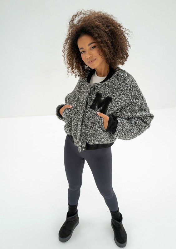 Blaze - Melange boucle bomber jacket with a "M" logo