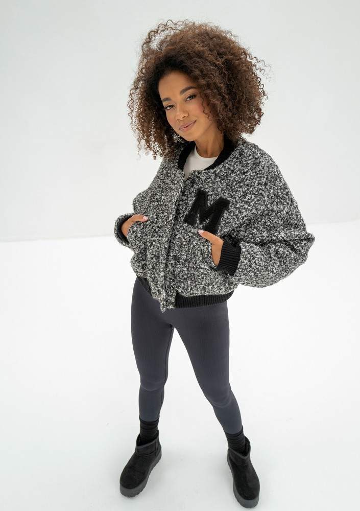 Blaze - Melange boucle bomber jacket with a "M" logo