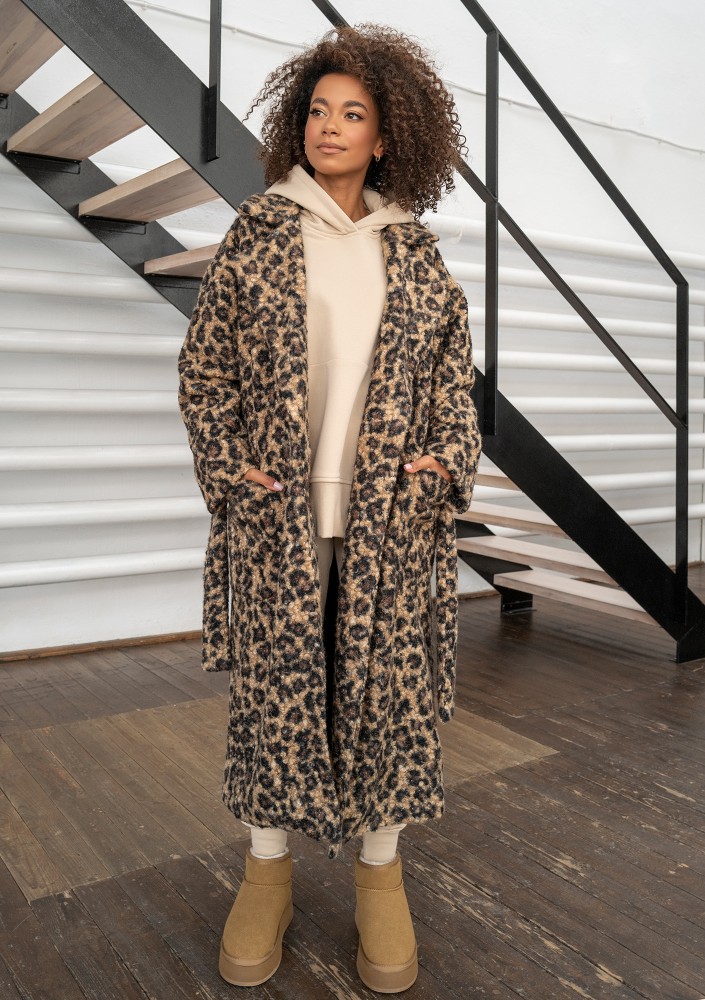 Blade - Leopard spots printed boucle coat