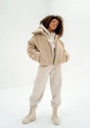 Uggy - Short beige faux fur jacket