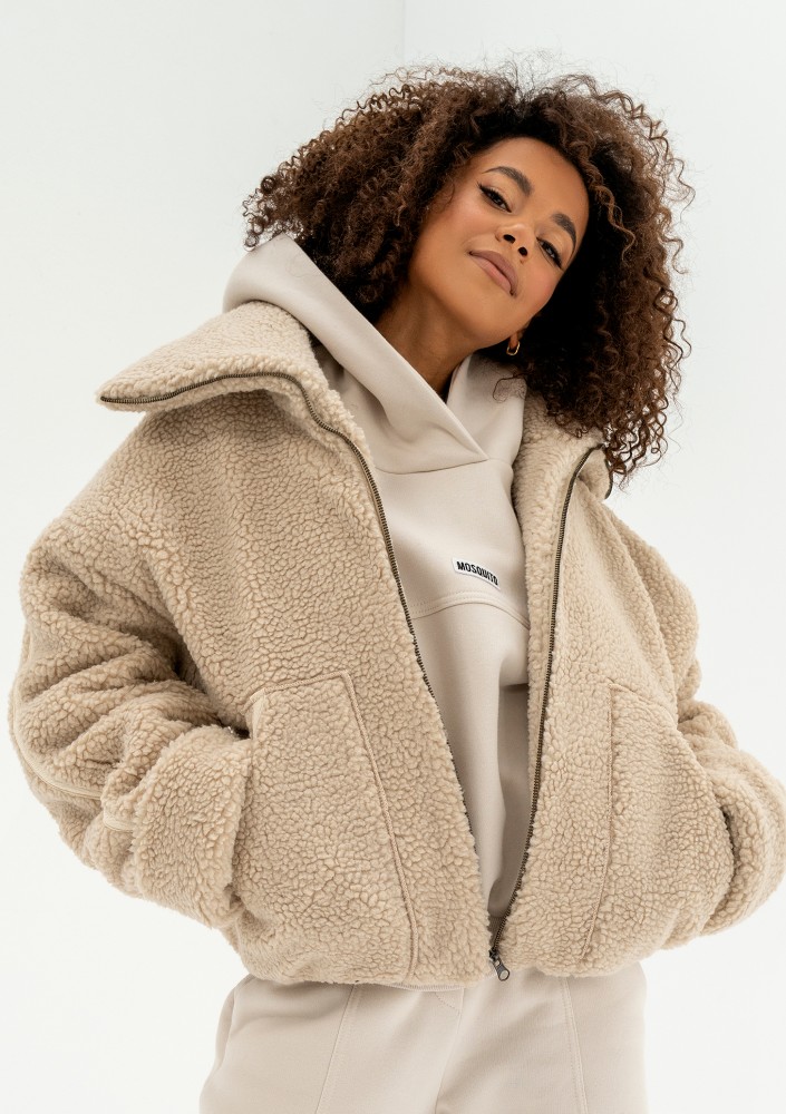 Uggy - Short beige faux fur jacket