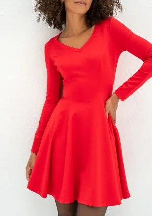 Abbie - Red mini flared dress