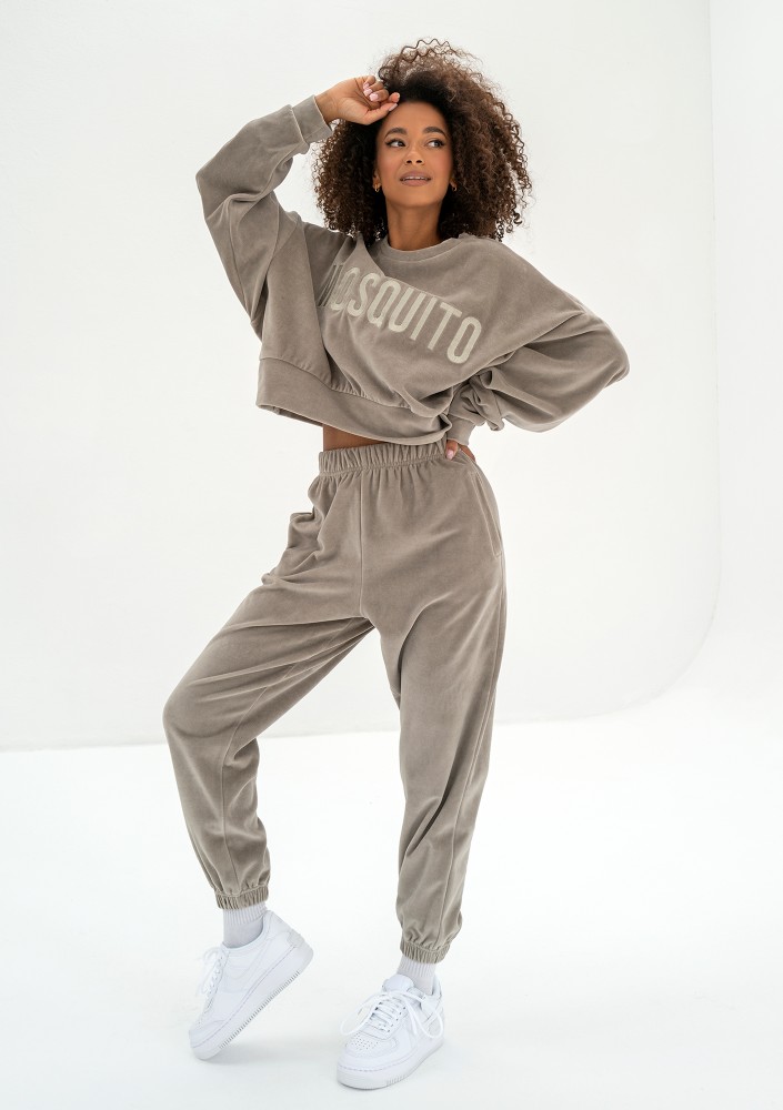 Icon Velvet - Taupe velour sweatpants