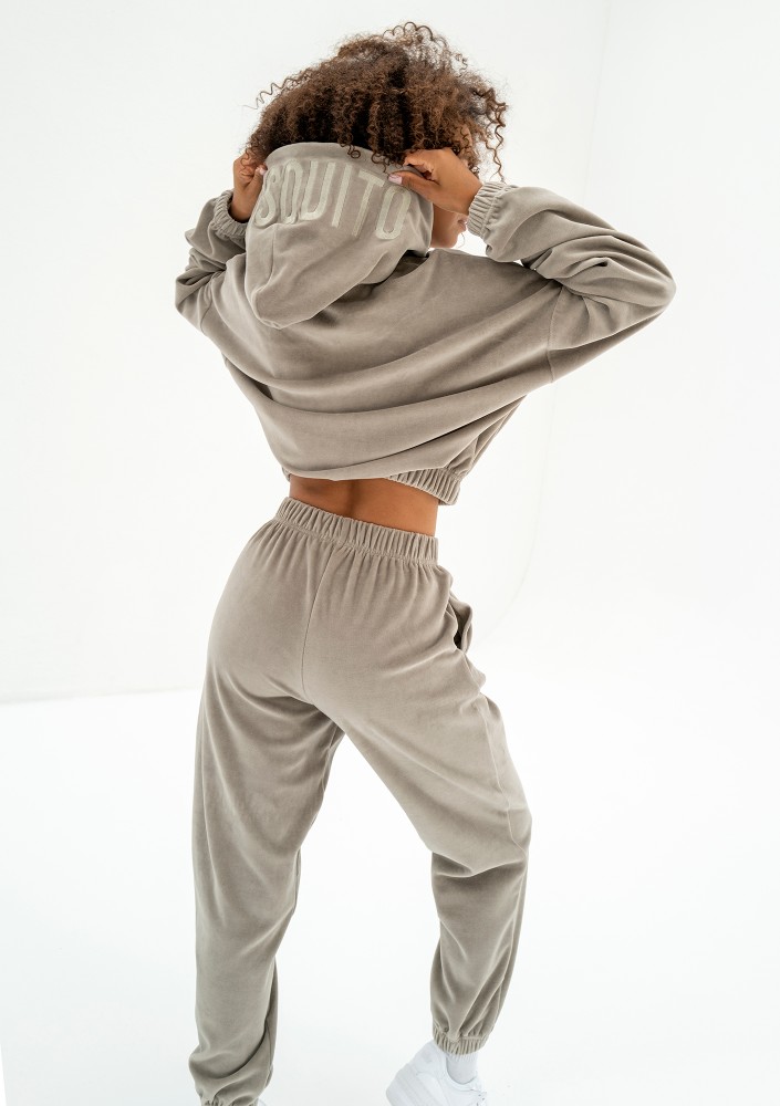 Icon Velvet - Taupe velour sweatpants