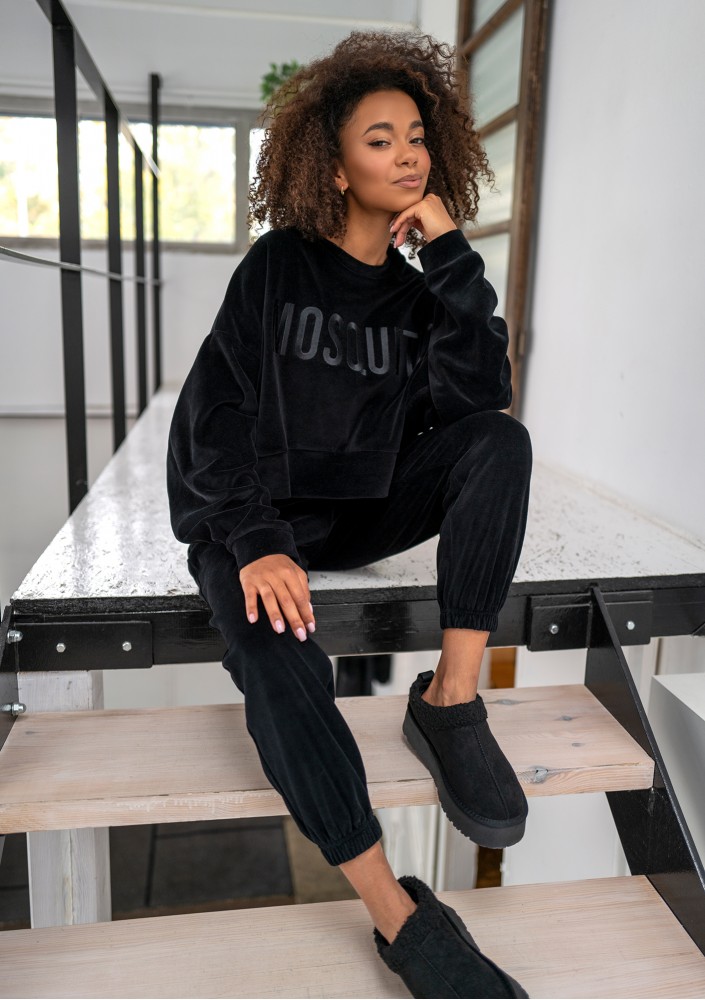 Shore Velvet - Bluza welurowa Black