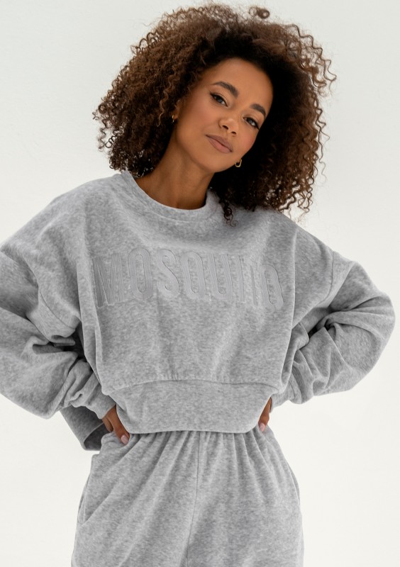 Shore Velvet - Bluza welurowa Grey Melange