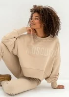 Shore Thin - Sand beige sweatshirt with an embroidered logo