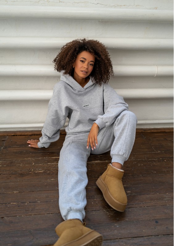 Camp - Bluza z kapturem i naszywką logo Grey Melange