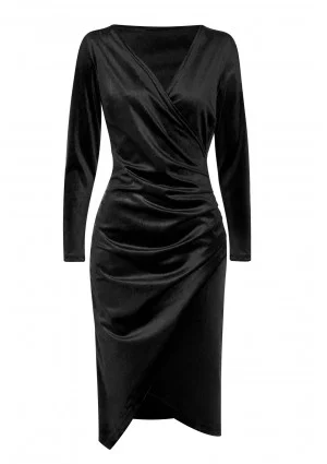 Elena - Sukienka midi velvet Czarna