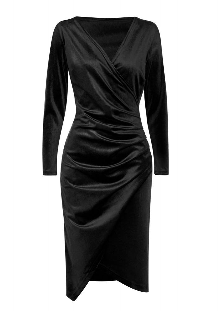 Elena - fitted black velvet dress