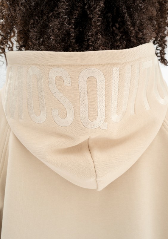 Hoody - Bluza kangurka z haftowanym kapturem Sand Beige