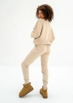 Shore Thin - Sand beige sweatshirt with an embroidered logo