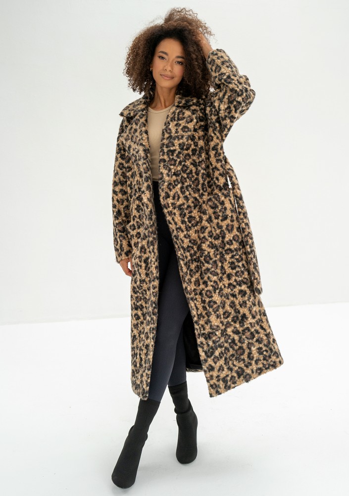 Blade - Leopard spots printed boucle coat