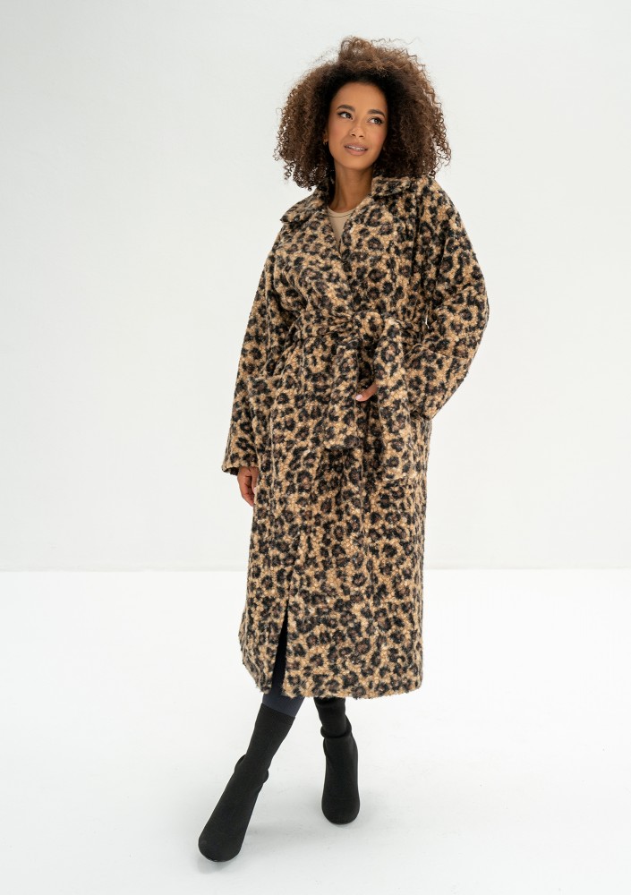 Blade - Leopard spots printed boucle coat