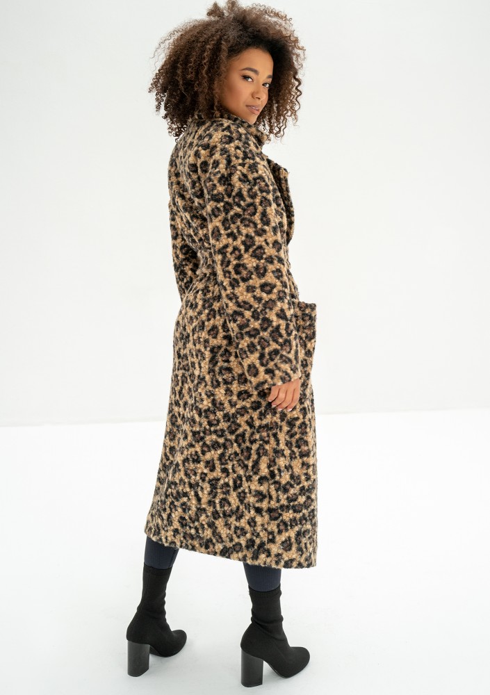 Blade - Leopard spots printed boucle coat