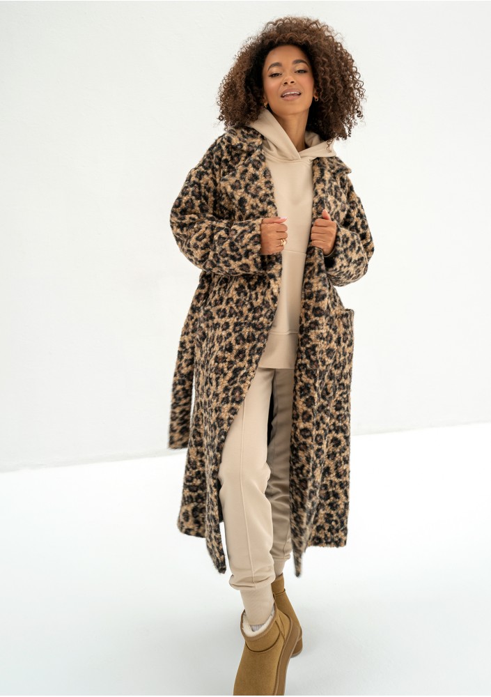Blade - Leopard spots printed boucle coat