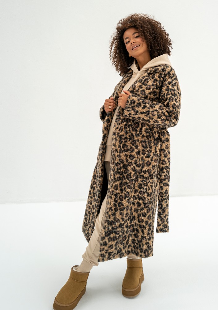 Blade - Leopard spots printed boucle coat
