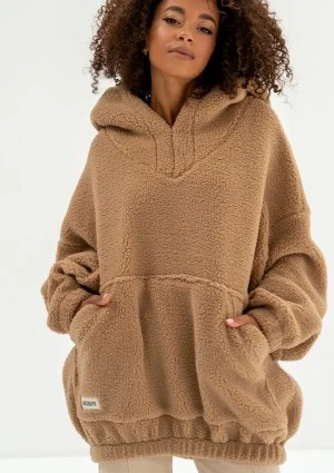 Ozzy - Beige faux fur oversize hoodie