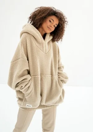 Ozzy - Bluza z baranka oversize z kapturem Natural