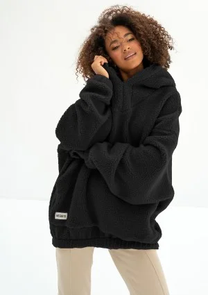 Ozzy - Black faux fur oversize hoodie