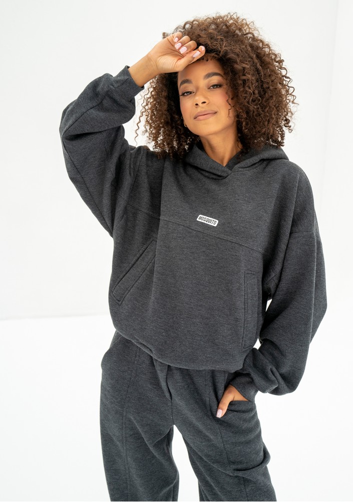 Camp - Bluza z kapturem i naszywką logo Dark Melange