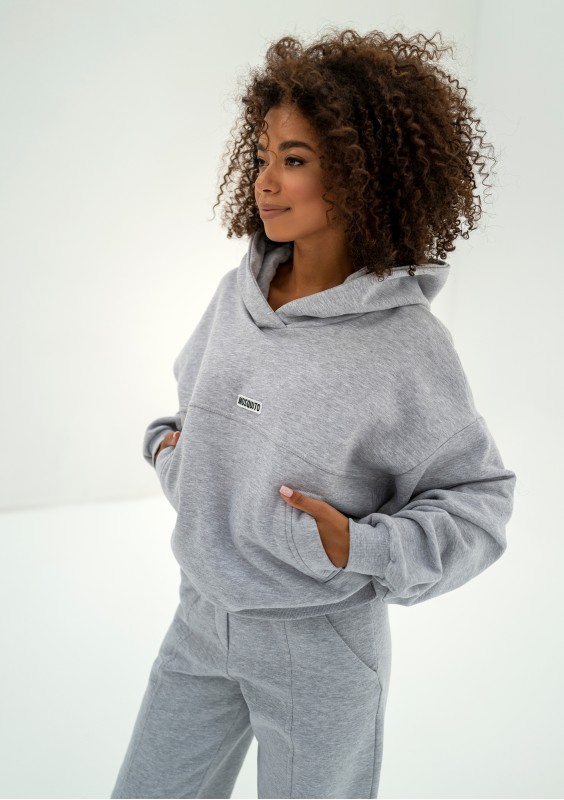 Camp - Bluza z kapturem i naszywką logo Grey Melange