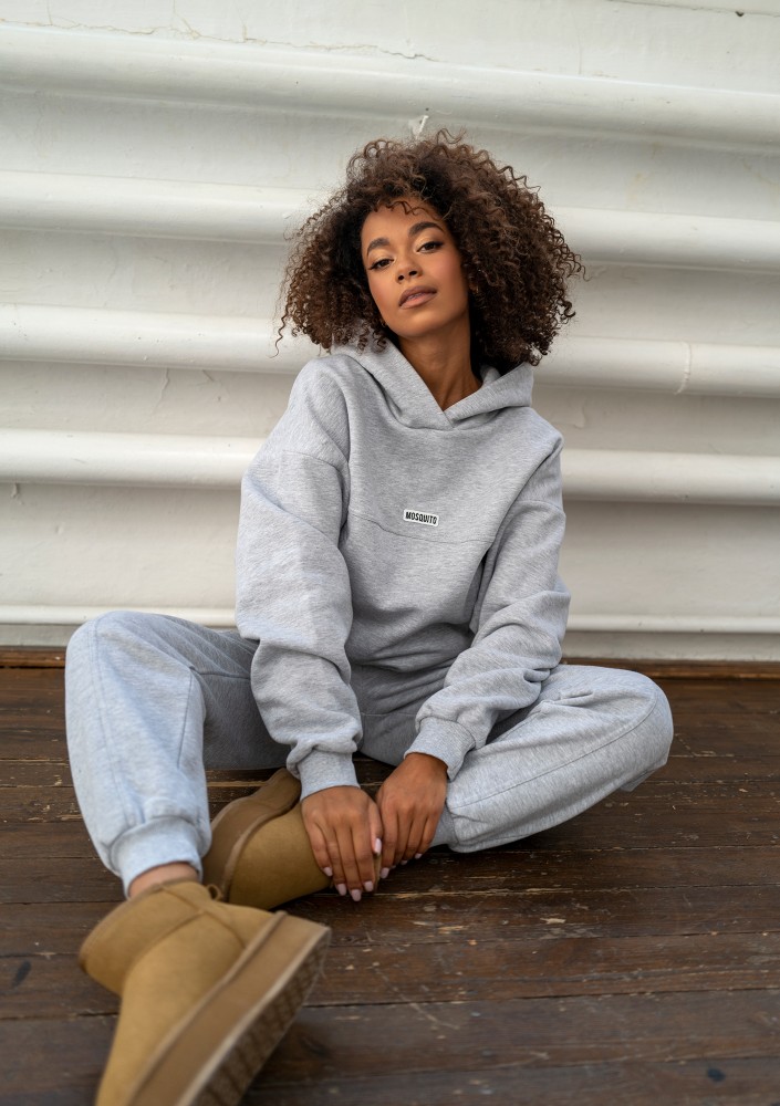 Camp - Bluza z kapturem i naszywką logo Grey Melange