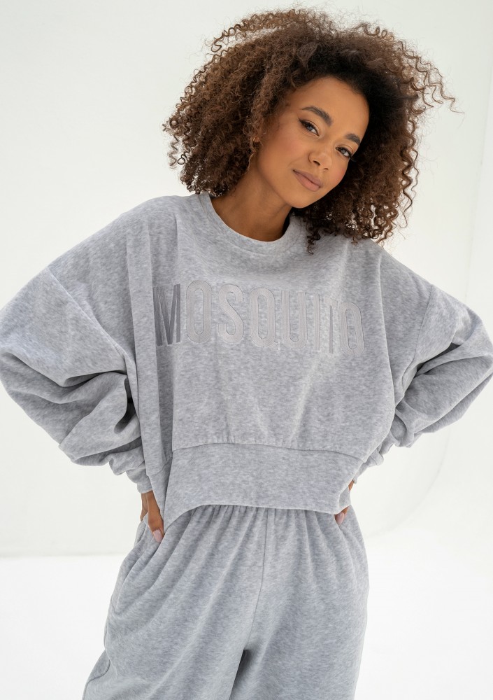 Shore Velvet - Bluza welurowa Grey Melange