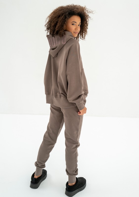 Hoody - Savannah tan brown oversize hoodie with an embroidered logo
