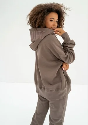 Hoody - Savannah tan brown oversize hoodie with an embroidered logo