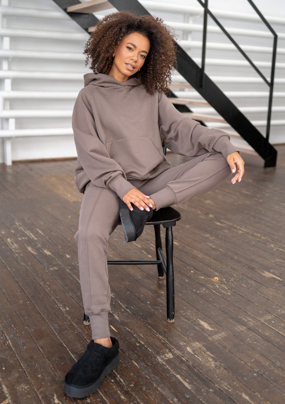 Hoody - Savannah tan brown oversize hoodie with an embroidered logo