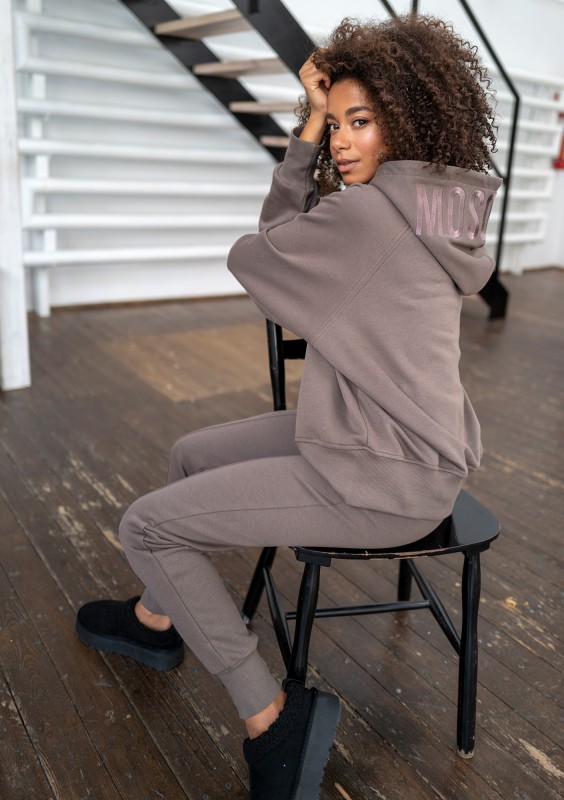 Hoody - Savannah tan brown oversize hoodie with an embroidered logo