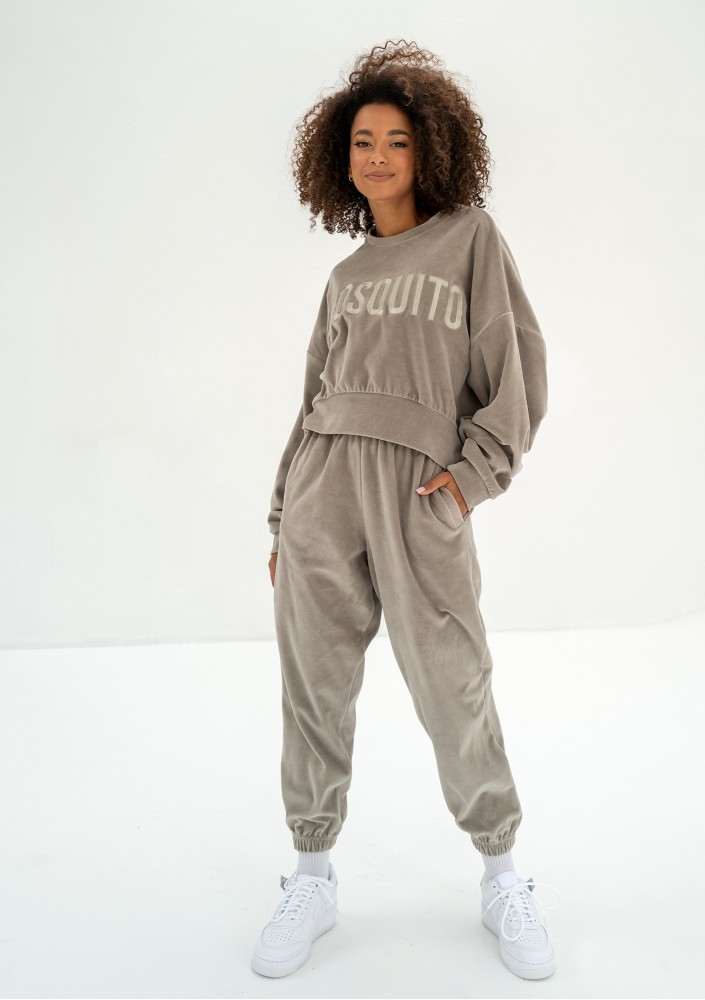 Icon Velvet - Spodnie welurowe Taupe