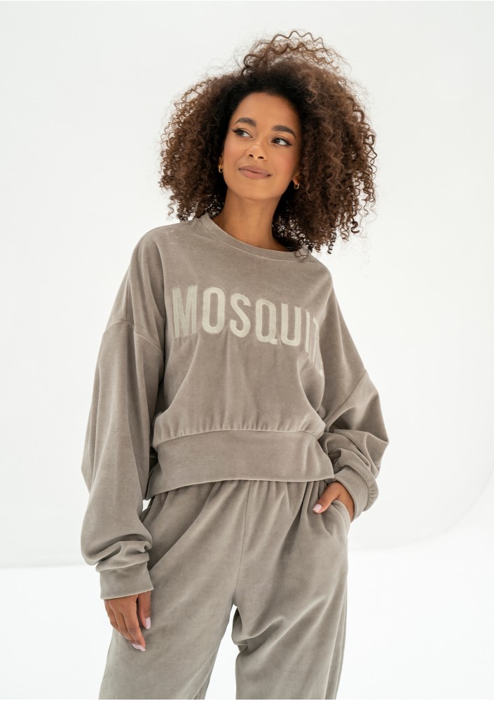 Shore Velvet - Bluza welurowa Taupe