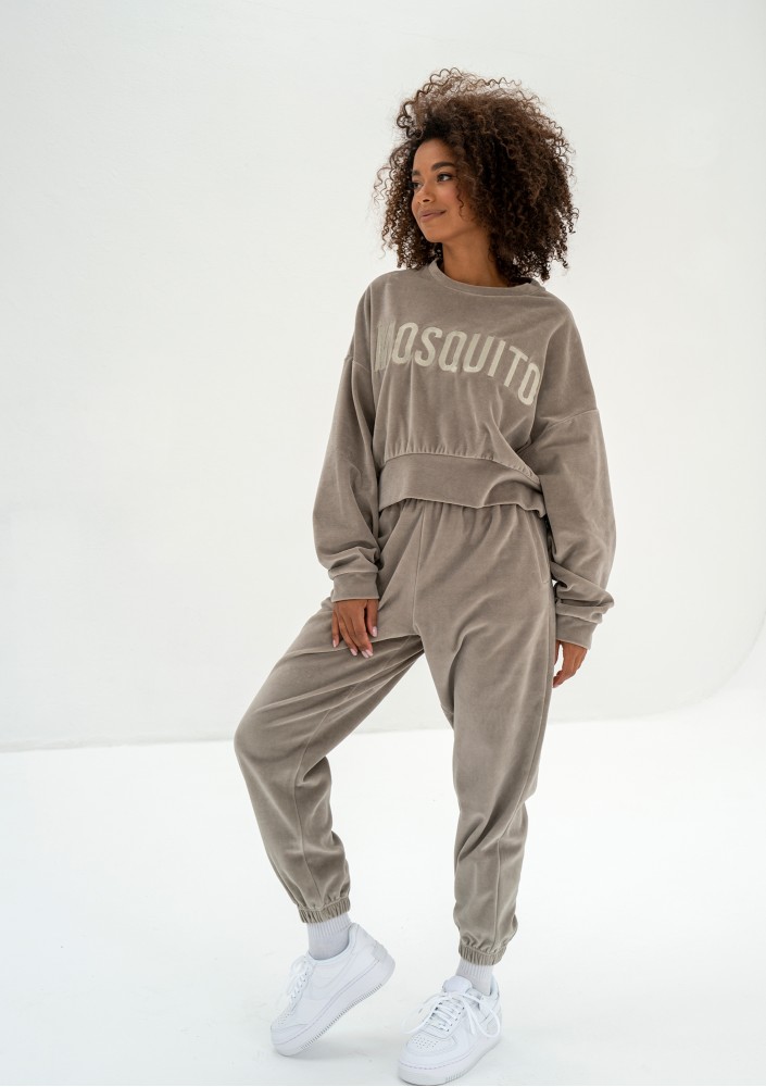 Shore Velvet - Bluza welurowa Taupe