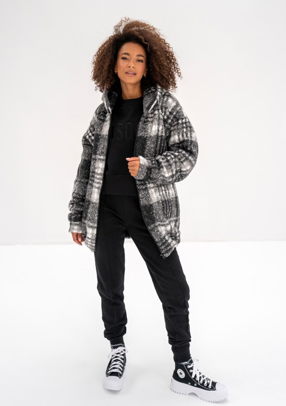 Furry - Checked boucle oversize jacket